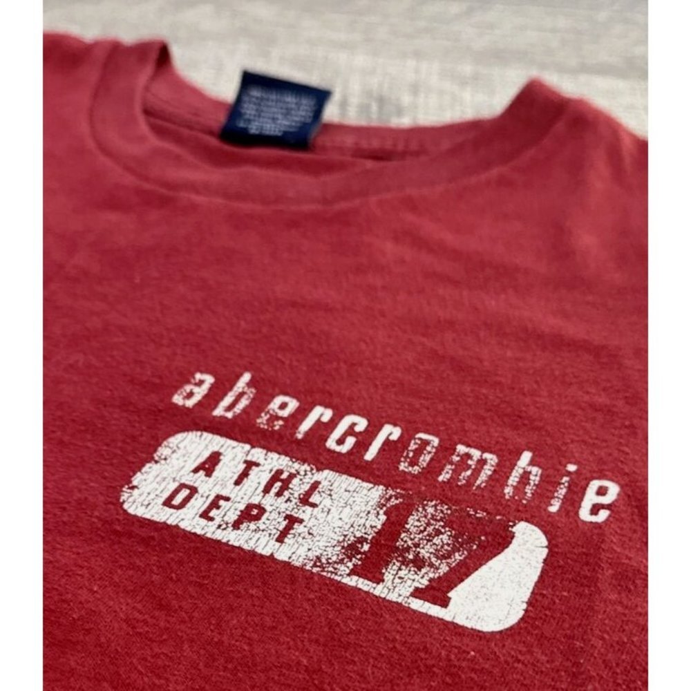 Vintage Abercrombie Shirt Mens XL Red Spell Out Single Stitch Tee Preppy 90s - Picture 6 of 8